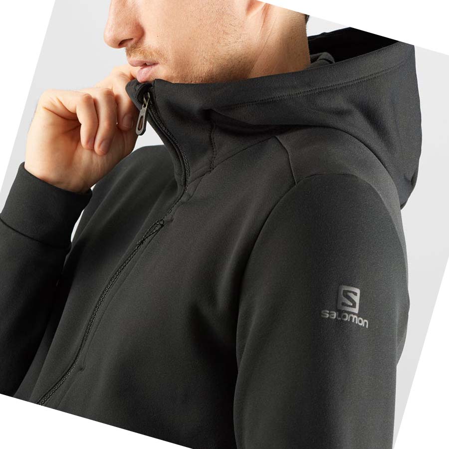 Salomon ESSENTIAL WARM FLEECE Erkek Kapüşonlu Sweatshirt Siyah | TR 3197VRW